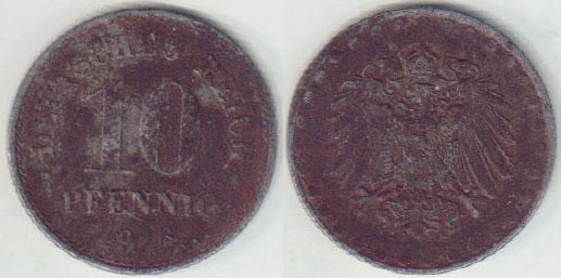 1916 A Germany 10 Pfennig A008349
